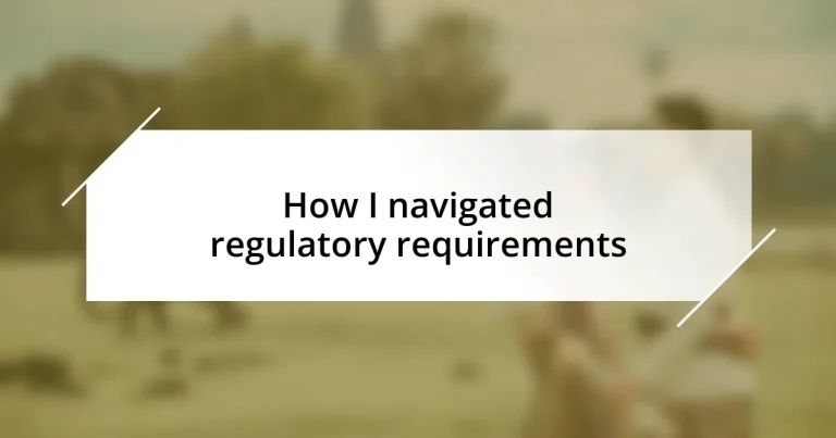 How I navigated regulatory requirements