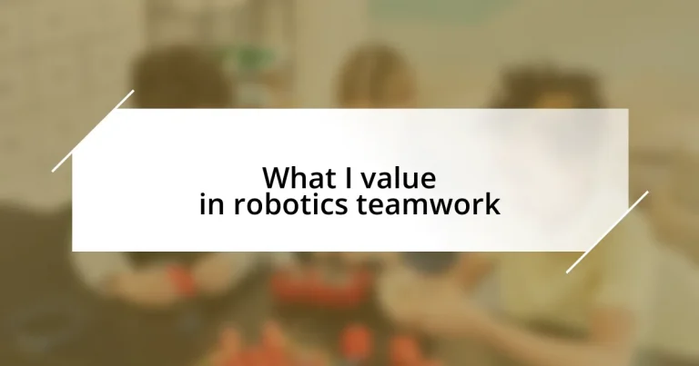 What I value in robotics teamwork