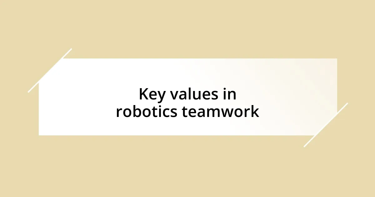 Key values in robotics teamwork