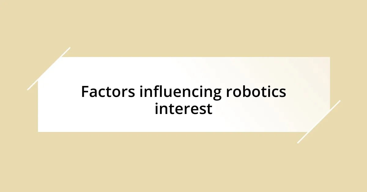 Factors influencing robotics interest